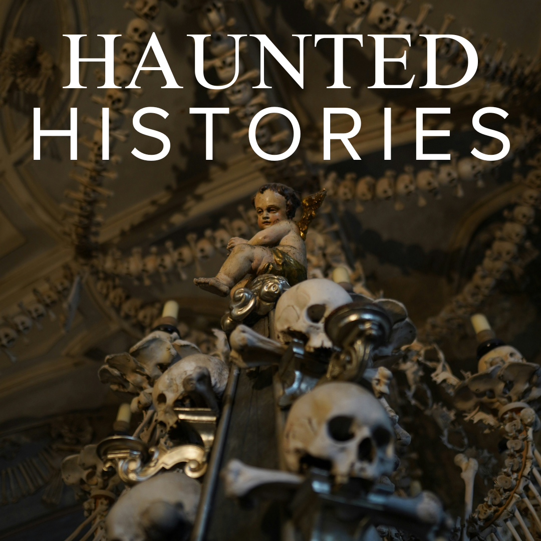 A photo of an angel sitting on top of a pile of bones in Hutna Kora 